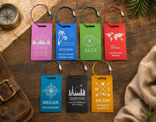 Custom Luggage Tag Name Identification Holder Metal Baggage Identifier Personalized Travel Accessory Engraved Suitcase Label Bag Id Colorful