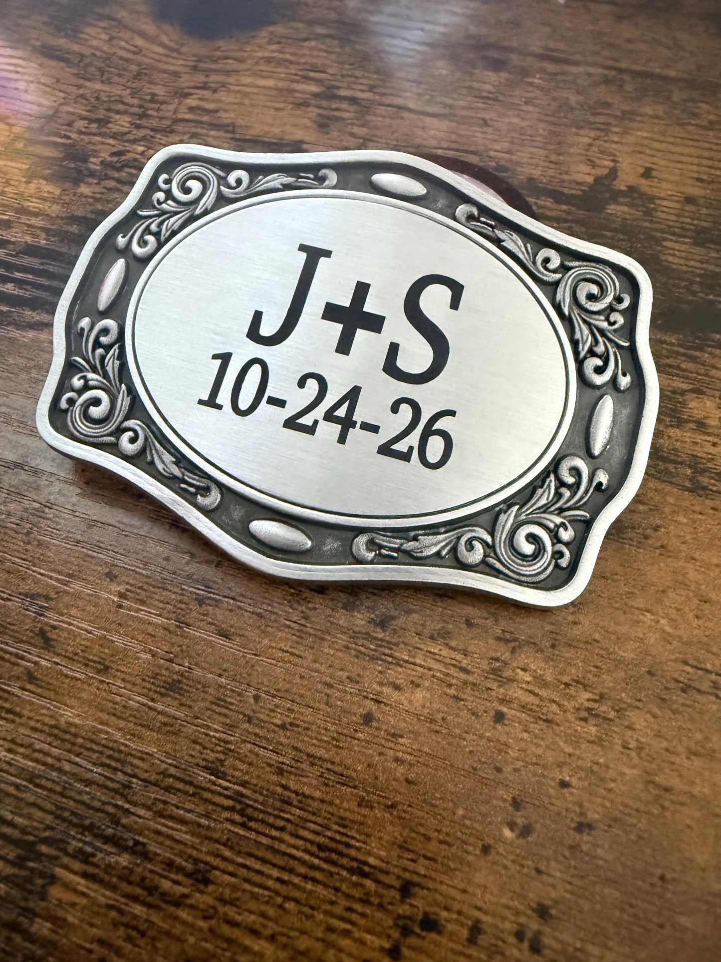 Personalized Western Belt Buckle, Custom Engraved Groomsman Best Man Wedding Gift