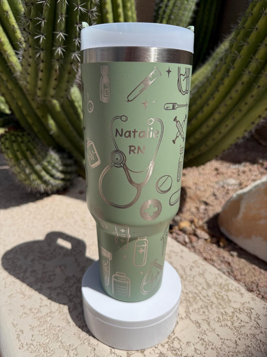 Nurse Tumbler Engraved Medical Drinkware Healthcare Worker Gift Registered Nurse Practitioner Appreciation Present Nursing Student