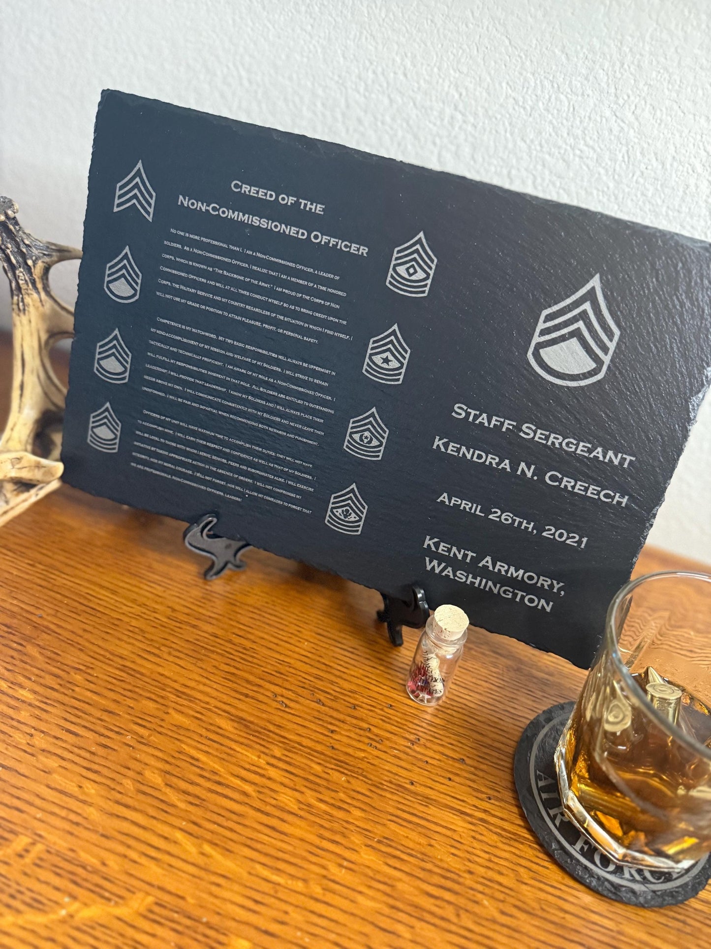 ARMY Personalized NCO Creed Slate Plaque | Military Promotion Retirement PCS Gift