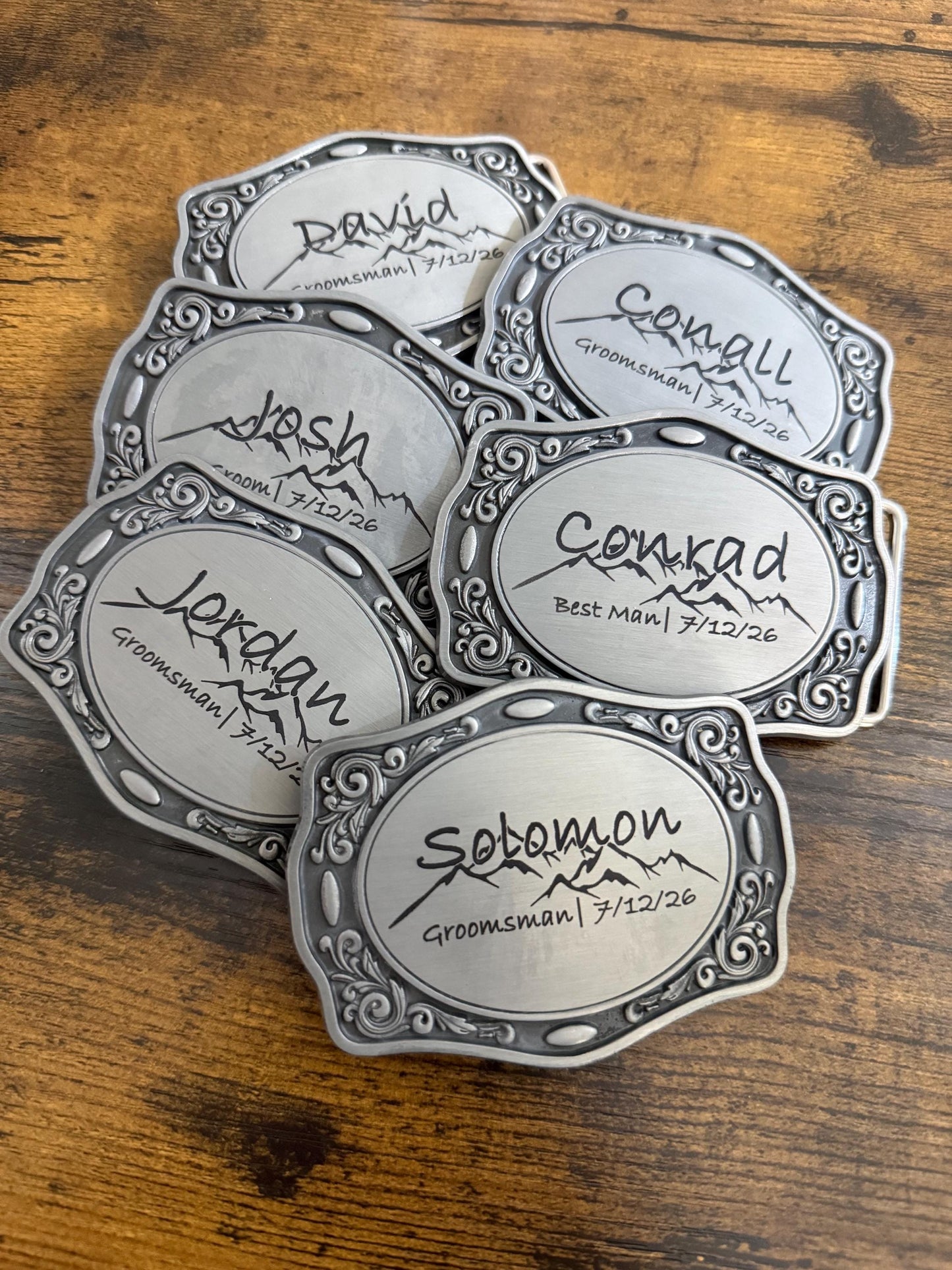 Personalized Western Belt Buckle, Custom Engraved Groomsman Best Man Wedding Corporate Business Gift